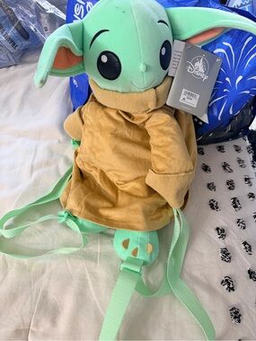 Disney Baby Yoda Plush Backpack - Mint Green & Tan